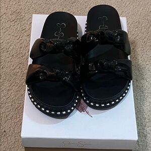Jessica Simpson Stylish Black Slide Sandals